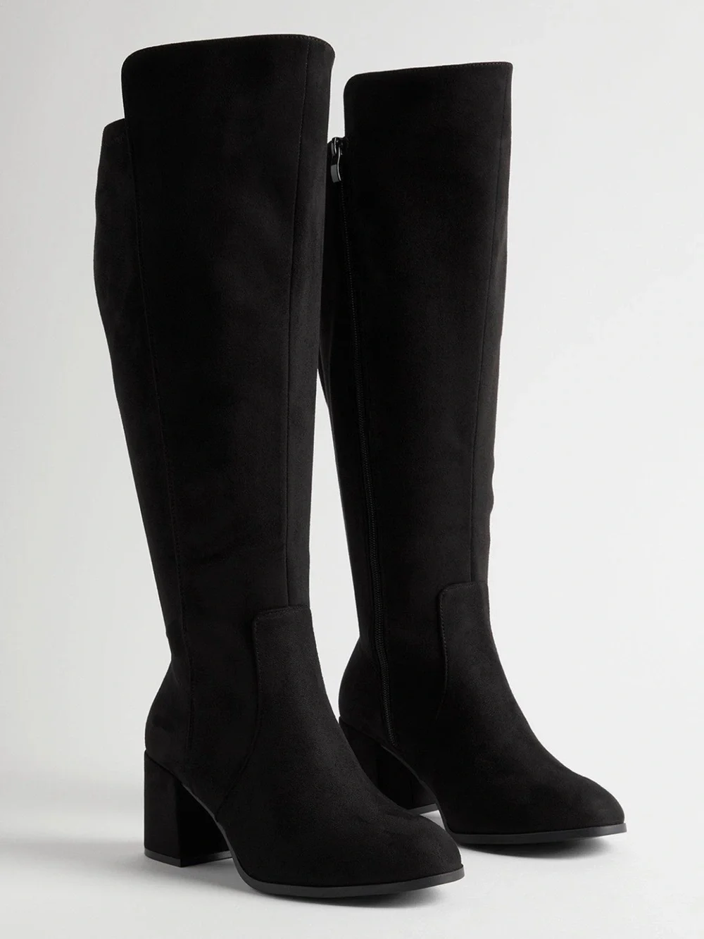 Torrid Black Stretch Knee High Block Heel Boots Size 9WW